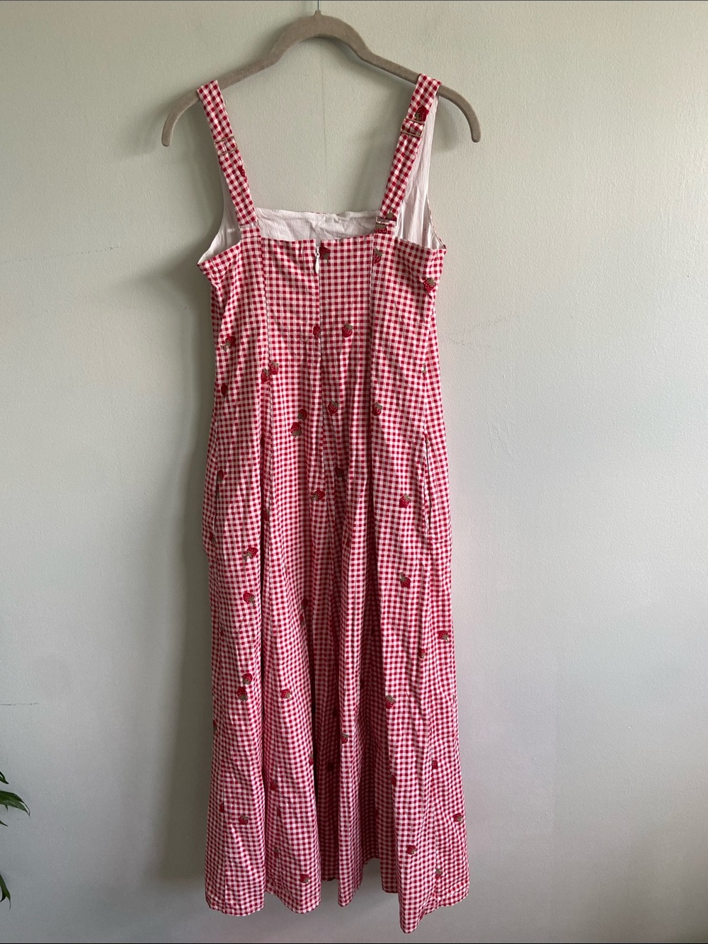 Abercrombie & Fitch Mila Midi Red Gingham 
 Dress with strawberry Print - Picture 4 of 6